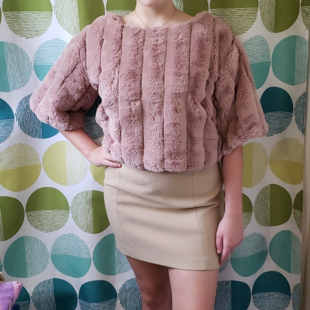 Blush faux fur sweater, never worn.